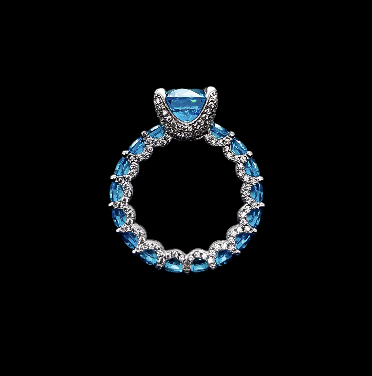 Delicate Blue Silver Ring